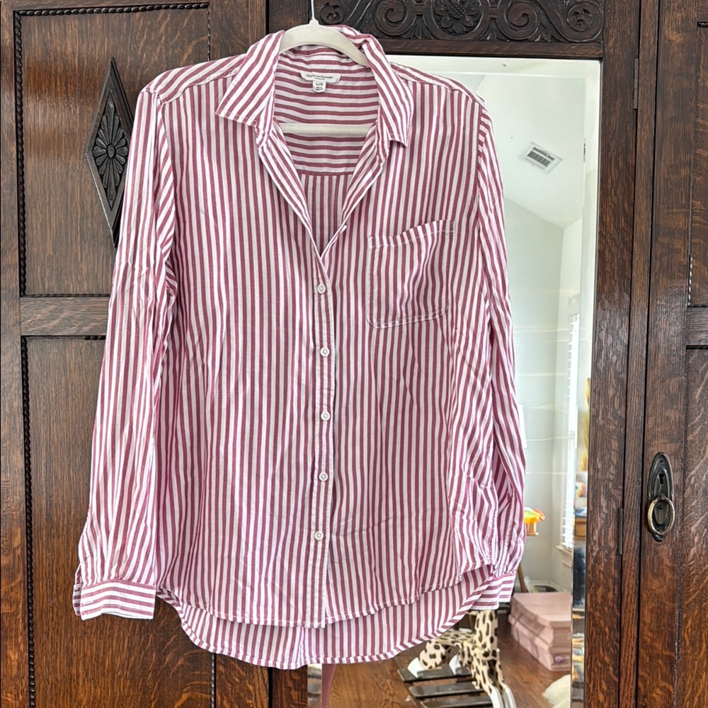 EUC Beach House Lounge Striped Button-Up Shirt
